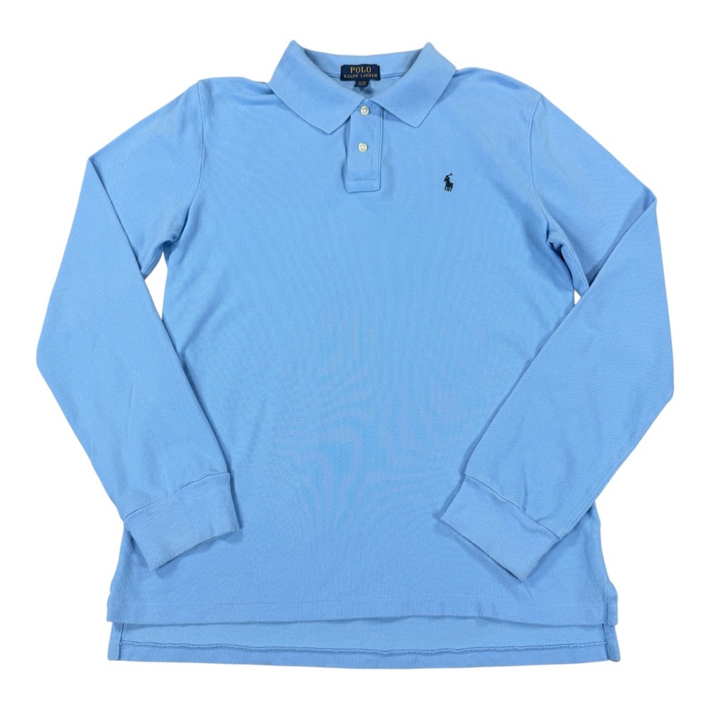 Polo Ralph Lauren Boys XL 18-20 Blue Long Sleeve Polo Shirt Cotton Pony Logo